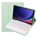 For Samsung Galaxy Tab S9 FE Candy Color Touch Backlight Bluetooth Keyboard Leather Tablet Case with