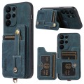 For Samsung Galaxy S23 Ultra 5G ABEEL Litchi Texture Card Bag PU Phone Case(Blue)