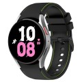 For Samsung Galaxy Watch 6 / 6 Classic Leather Black Buckle Silicone Watch Band, Size:S Size(Black+G