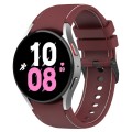 For Samsung Galaxy Watch 6 / 6 Classic Leather Black Buckle Silicone Watch Band, Size:S Size(Wine Re