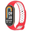 For Xiaomi Mi Band 8 Two Color Nail Buckle Silicone Watch Band(Red White)