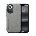 For OPPO Reno11 5G Global Skin Feel Magnetic Leather Back Phone Case(Light Grey)