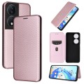 For Honor X7b Carbon Fiber Texture Flip Leather Phone Case(Pink)