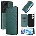 For Honor X7b Carbon Fiber Texture Flip Leather Phone Case(Green)