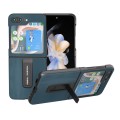 For Samsung Galaxy Z Flip5 ABEEL Genuine Leather Xiaoya Series Phone Case with Holder(Dark Green)