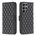 For Samsung Galaxy S24 Ultra 5G Diamond Lattice Wallet Flip Leather Phone Case(Black)