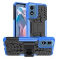 For Motorola Moto G Play 4G 2024 Tire Texture TPU + PC Phone Case with Holder(Blue)