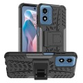 For Motorola Moto G Play 4G 2024 Tire Texture TPU + PC Phone Case with Holder(Black)