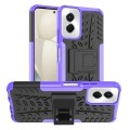 For Motorola Moto G Power 5G 2024 Tire Texture TPU + PC Phone Case with Holder(Purple)