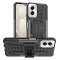 For Motorola Moto G Power 5G 2024 Tire Texture TPU + PC Phone Case with Holder(Black)