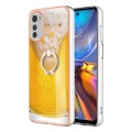 For Motorola Moto E32 4G / E32s Electroplating Dual-side IMD Phone Case with Ring Holder(Draft Beer)