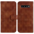 For Samsung Galaxy S10+ Double 8-shaped Embossed Leather Phone Case(Brown)