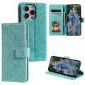 For iPhone 15 Pro Totem Flower Embossed Leather Phone Case(Green)