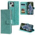 For iPhone 15 Plus Totem Flower Embossed Leather Phone Case(Green)