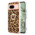 For Google Pixel 8a Electroplating Dual-side IMD Phone Case with Ring Holder(Leopard Print)
