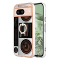 For Google Pixel 8a Electroplating Dual-side IMD Phone Case with Ring Holder(Retro Radio)