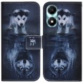 For Honor X5 Plus / Play 40C Coloured Drawing Flip Leather Phone Case(Wolf and Dog)