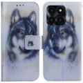 For Honor X6a Coloured Drawing Flip Leather Phone Case(White Wolf)