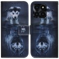 For Honor X6a Coloured Drawing Flip Leather Phone Case(Wolf and Dog)