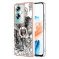 For OPPO A79 5G Global Electroplating Dual-side IMD Phone Case with Ring Holder(Totem Elephant)