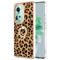 For OPPO Reno11 5G Global Electroplating Dual-side IMD Phone Case with Ring Holder(Leopard Print)