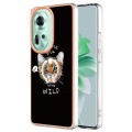 For OPPO Reno11 5G Global Electroplating Dual-side IMD Phone Case with Ring Holder(Natural Growth)
