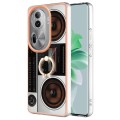 For OPPO Reno11 Pro 5G Global Electroplating Dual-side IMD Phone Case with Ring Holder(Retro Radio)