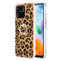 For Xiaomi Redmi 10C Electroplating Dual-side IMD Phone Case with Ring Holder(Leopard Print)