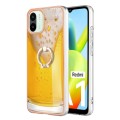 For Xiaomi Redmi A1 Electroplating Dual-side IMD Phone Case with Ring Holder(Draft Beer)