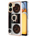 For Xiaomi Redmi 13C 4G Electroplating Dual-side IMD Phone Case with Ring Holder(Retro Radio)