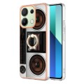 For Xiaomi Redmi Note 13 4G Global Electroplating Dual-side IMD Phone Case with Ring Holder(Retro Ra