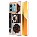 For Xiaomi Redmi Note 13 5G Global Electroplating Dual-side IMD Phone Case with Ring Holder(Retro Ra