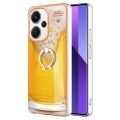For Xiaomi Redmi Note 13 Pro+ 5G Electroplating Dual-side IMD Phone Case with Ring Holder(Draft Beer