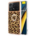 For Xiaomi Poco X6 Pro / Redmi K70E Electroplating Dual-side IMD Phone Case with Ring Holder(Leopard