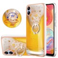 For Samsung Galaxy A04e Electroplating Dual-side IMD Phone Case with Ring Holder(Draft Beer)