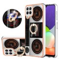 For Samsung Galaxy A22 4G EU Version Electroplating Dual-side IMD Phone Case with Ring Holder(Retro