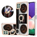 For Samsung Galaxy A22 5G US Version Electroplating Dual-side IMD Phone Case with Ring Holder(Retro
