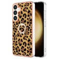 For Samsung Galaxy S24+ 5G Electroplating Dual-side IMD Phone Case with Ring Holder(Leopard Print)