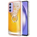 For Samsung Galaxy A15 5G Electroplating Dual-side IMD Phone Case with Ring Holder(Draft Beer)