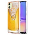 For Samsung Galaxy A05 Electroplating Dual-side IMD Phone Case with Ring Holder(Draft Beer)