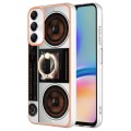 For Samsung Galaxy A05s Electroplating Dual-side IMD Phone Case with Ring Holder(Retro Radio)