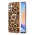 For Samsung Galaxy A25 5G Electroplating Dual-side IMD Phone Case with Ring Holder(Leopard Print)