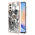 For Samsung Galaxy A25 5G Electroplating Dual-side IMD Phone Case with Ring Holder(Totem Elephant)
