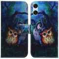 For Sony Xperia 10 VI Coloured Drawing Flip Leather Phone Case(Oil Painting Owl)