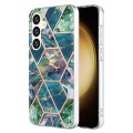 For Samsung Galaxy S24+ 5G Electroplating Splicing Marble TPU Phone Case(Blue Green)