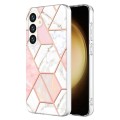 For Samsung Galaxy S24 5G Electroplating Splicing Marble TPU Phone Case(Pink White)