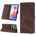 For Honor X6a Skin-feel Embossed Leather Phone Case(Brown)