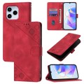 For Honor 60 SE Skin-feel Embossed Leather Phone Case(Red)