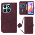 For Honor X6a Crossbody 3D Embossed Flip Leather Phone Case(Wine Red)