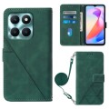 For Honor X6a Crossbody 3D Embossed Flip Leather Phone Case(Dark Green)